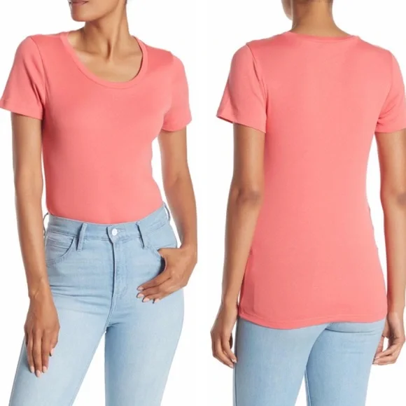 J. Crew Coral Rose Short Sleeve Crew Neck Tee-Shirt - Picture 7 of 8